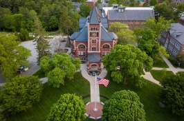 aerial photo of Thompson Hall in summer