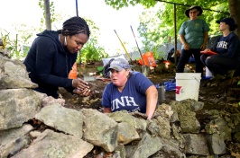 Kabria Baumgartner and Meghan Howey at the dig site of what archeologists believe is the home of King Pompey.