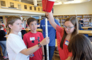 Sixth-graders from Pine Tree and Josiah Bartlett schools working together on a science project