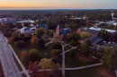 an aerial view of sunrise over UNH's Durham campus