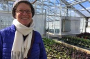 Becky Sideman, in the MacFarlane greenhouse at the University of New Hampshire.