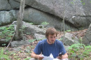 Steven Cowley at Hatchet Harbor orienting maps to GPS data