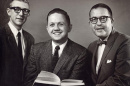 1962 photo of theatre professor Gil Davenport, John Edwards and Joseph Batcheller