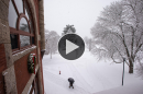 Thompson Hall at UNH during snowstorm