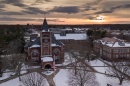 Aerial imge of University of New Hampshire campus in winter