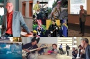 collage of stephen bird showing him as musician, taxi driver, father, and lecturer