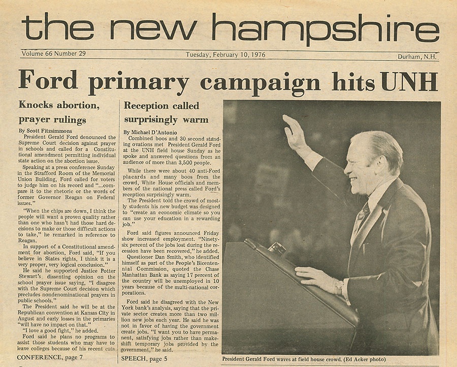 Ford primary campaign hits UNH - TNH article