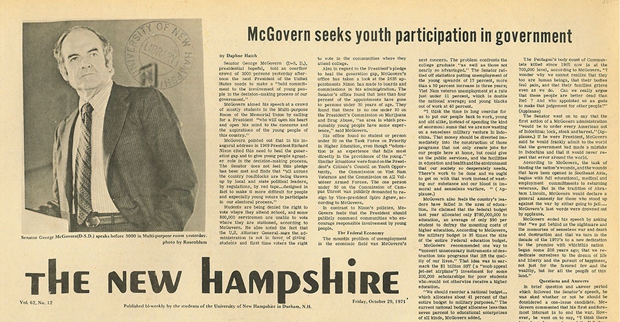 McGovern seeks youth participation in government - TNH article