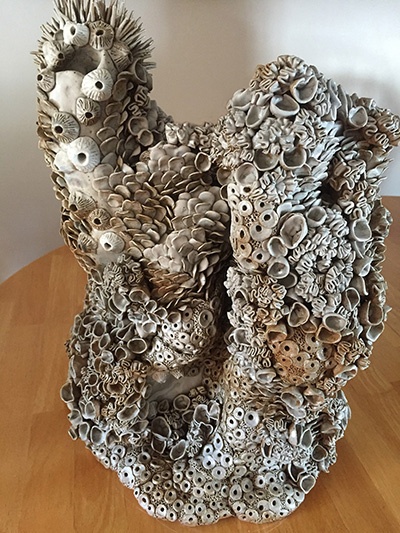 a sculpture of bleached coral called Bleached Reef by UNH student Cierra Vigue '18