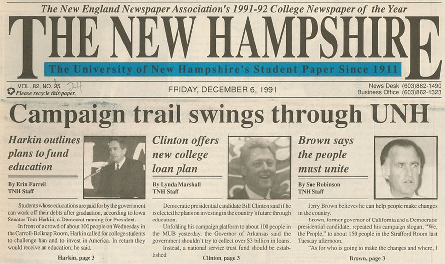 Campaign trail swings through UNH - TNH article