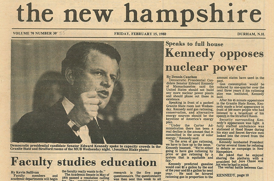 Kennedy opposes nuclear power; Speaks to full house - TNH article