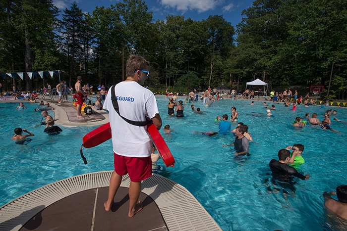 a lifeguard at UNH's new outdoor pool opening
