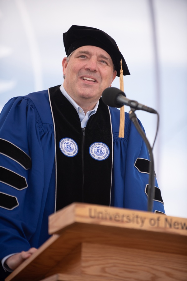 Shawn Gorman, executive chairman of the board of LL Bean, speaking at UNH commencement