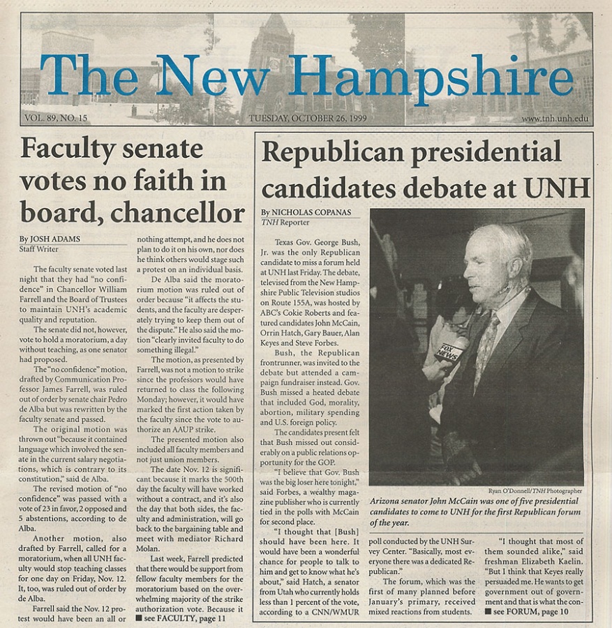 Republican presidential candidates debate at UNH - TNH article
