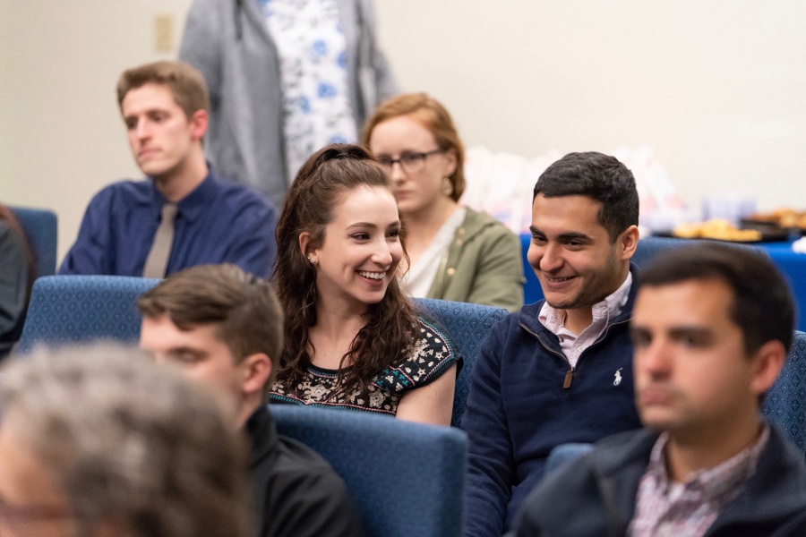 UNH Manchester students in an auditorium during the Undergraduate Research Conference 2018