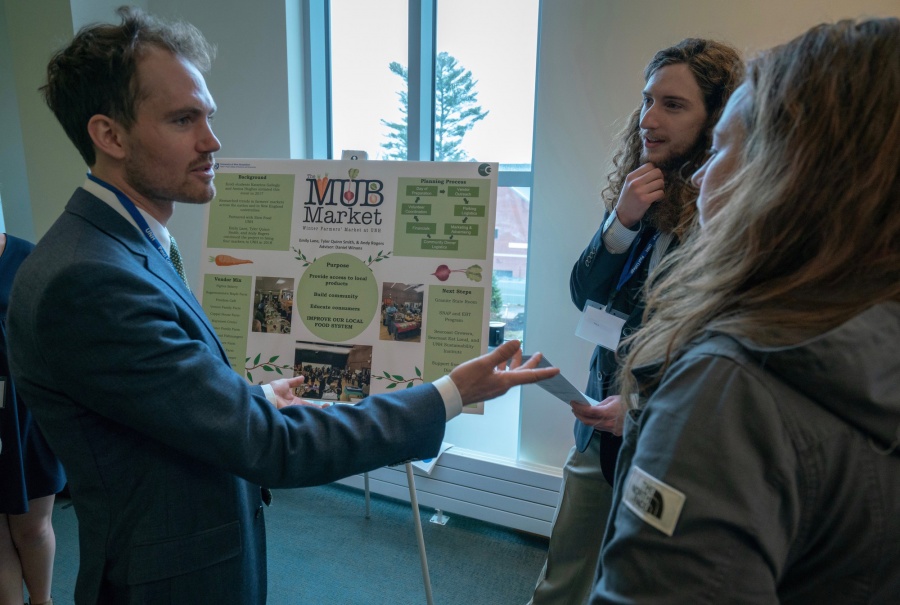 A University of New Hampshire student presenting research results during the 2018 Undergraduate Research Conference